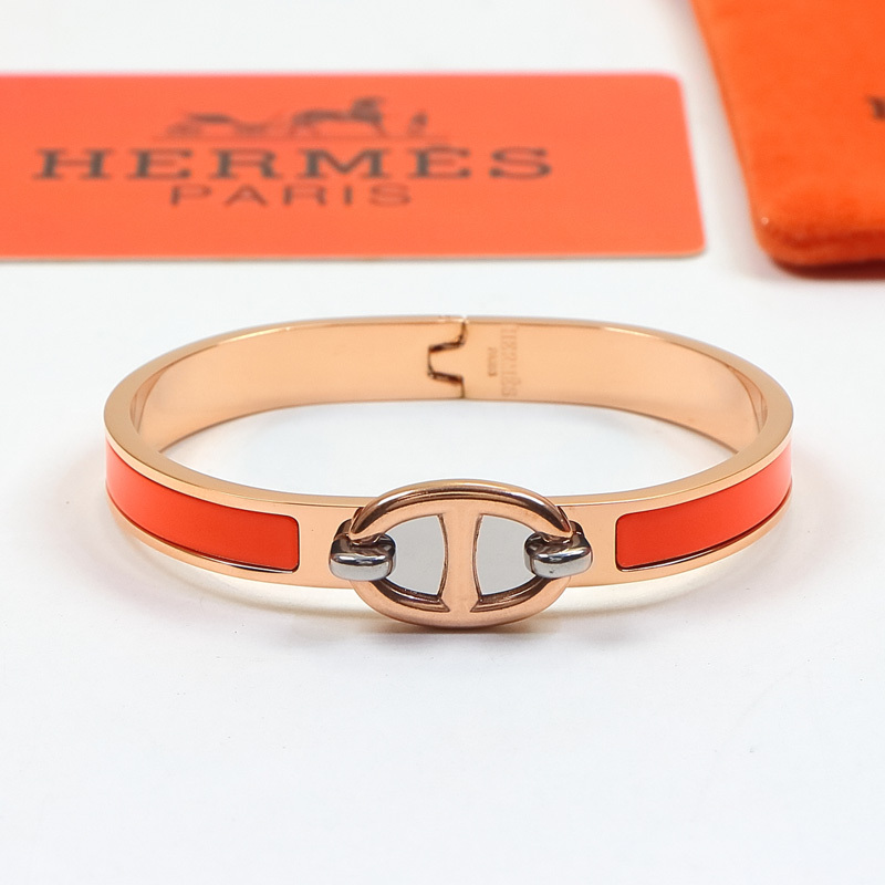 Hermes h Silver Logo-Accented Bracelet 003