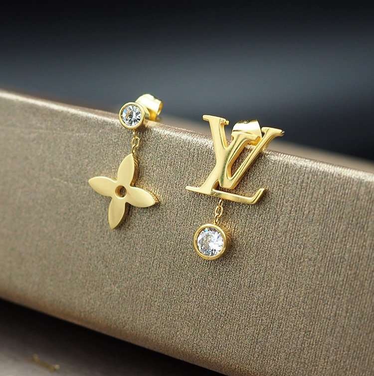 LV Silver Logo-Accented Earrings 047