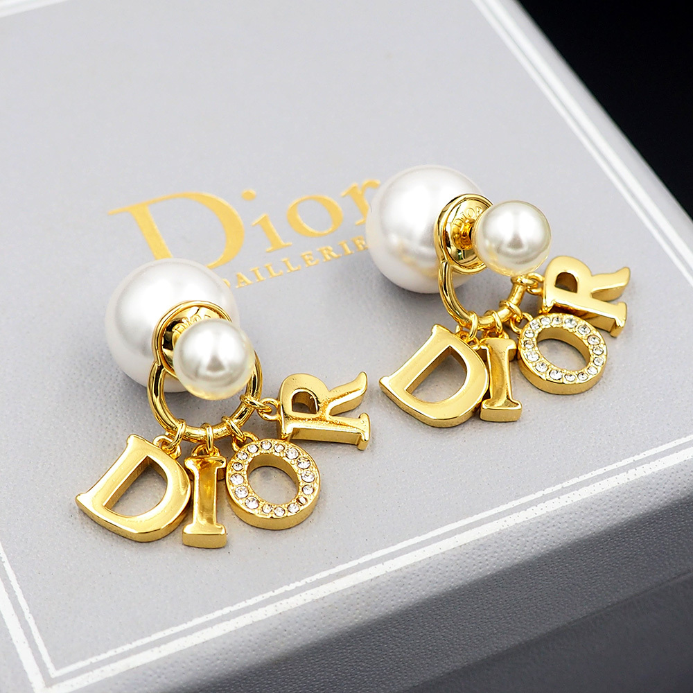 Dior Rose Gold Logo-Accented Earrings 030