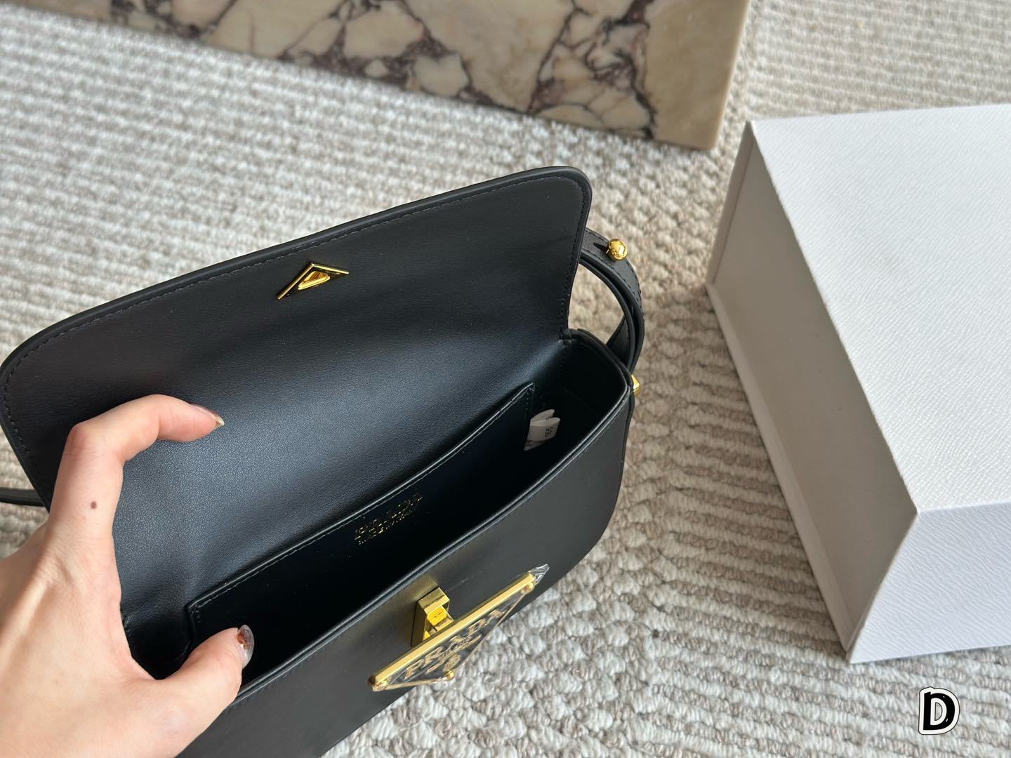 Prada Gold Logo-Accented Bag 083