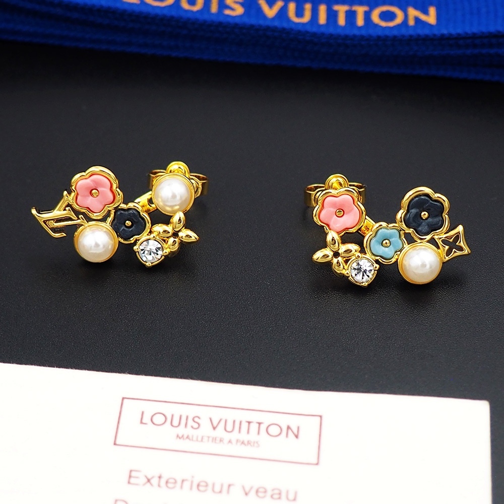 LV Rose Gold Logo-Accented Earrings 199