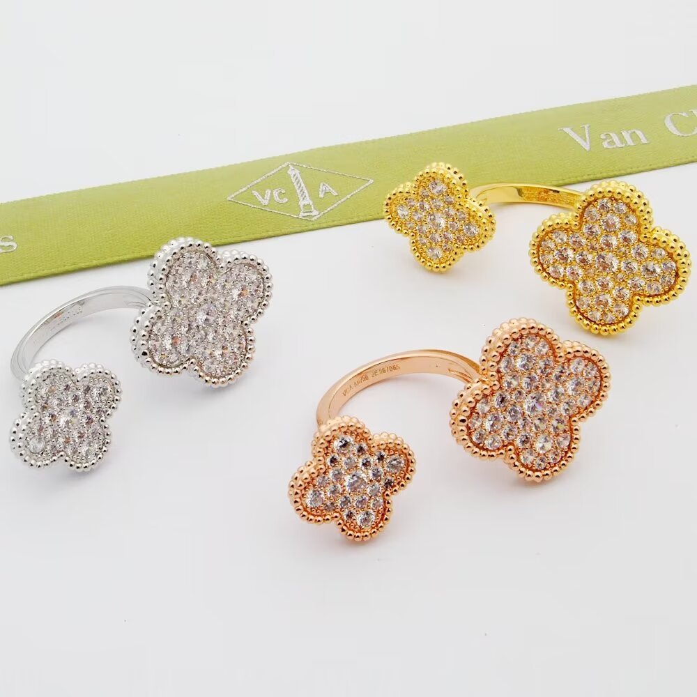 Van Cleef Rose Gold Logo-Accented Ring 029