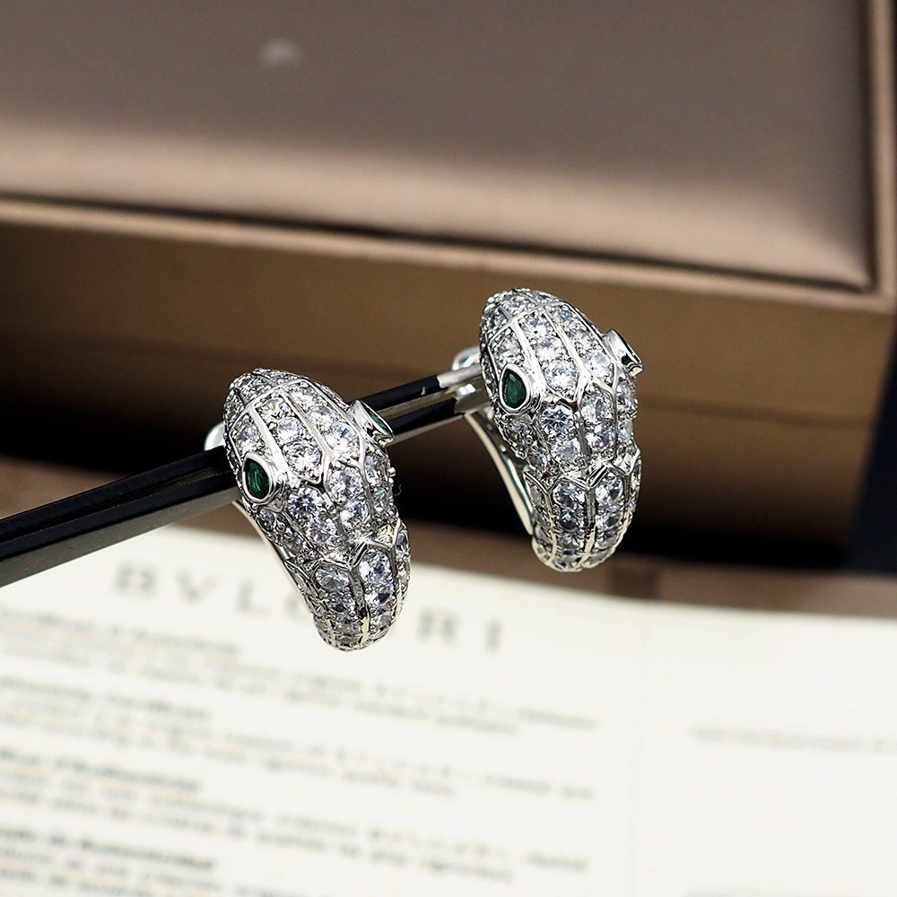 BVLGARI Silver Logo-Accented Earrings 060