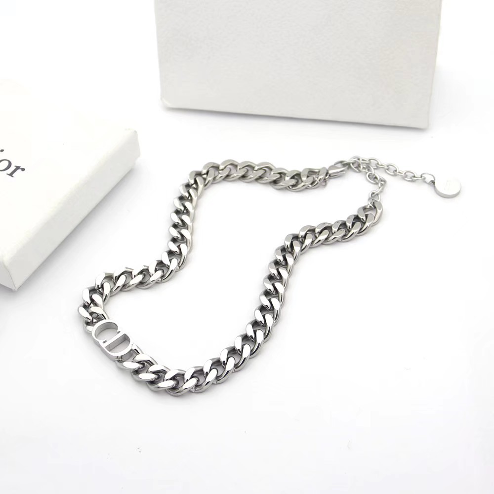 Dior Rose Gold Logo-Accented Necklace 036