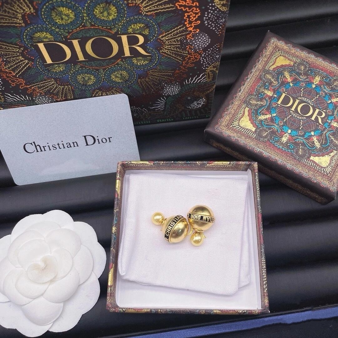 Dior Rose Gold Logo-Accented Earrings 012