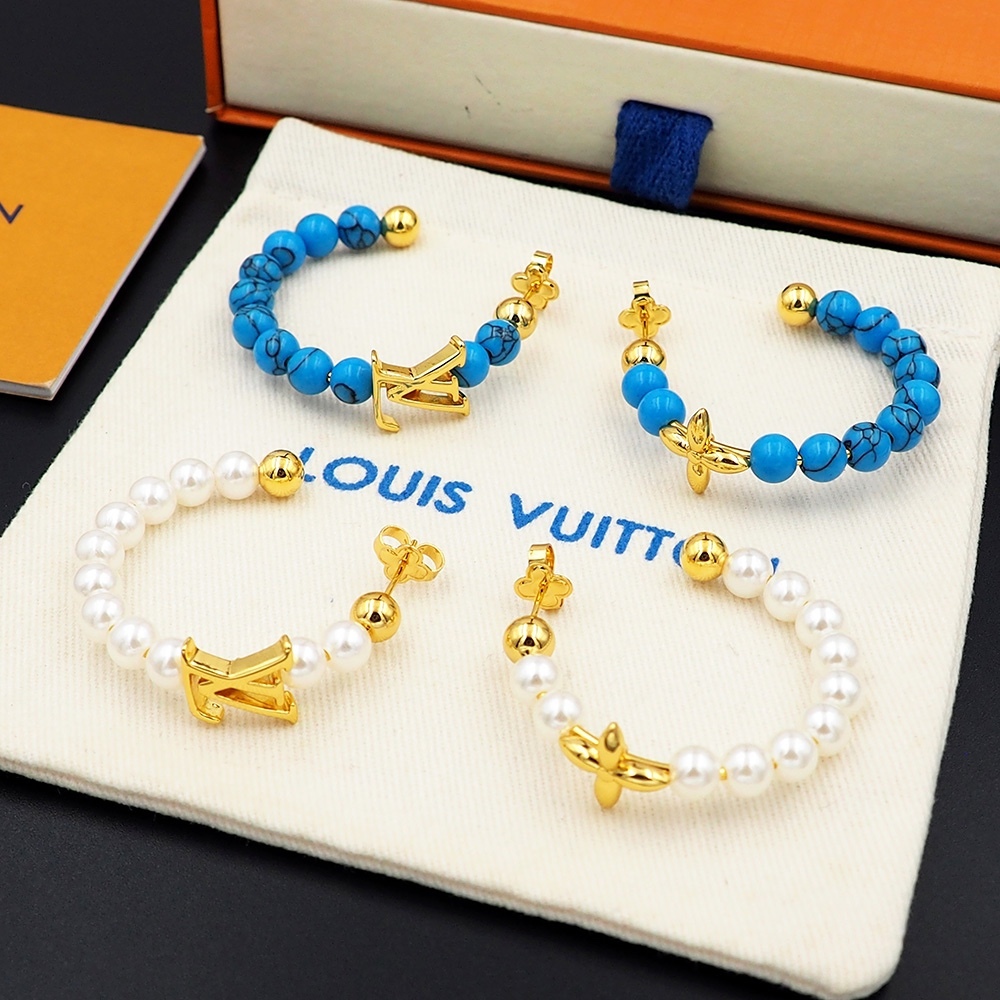 LV Blue Logo-Accented Earrings 302