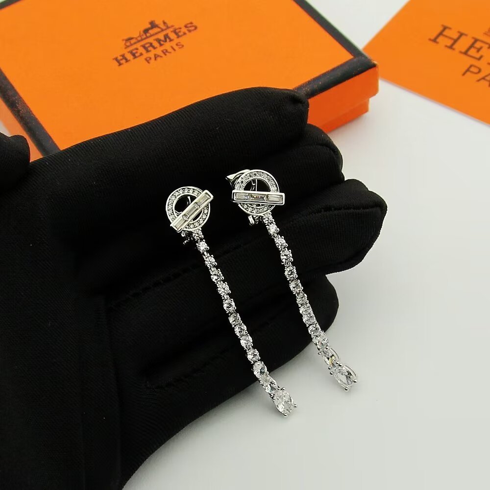 Hermes h Gold Logo-Accented Earrings 078