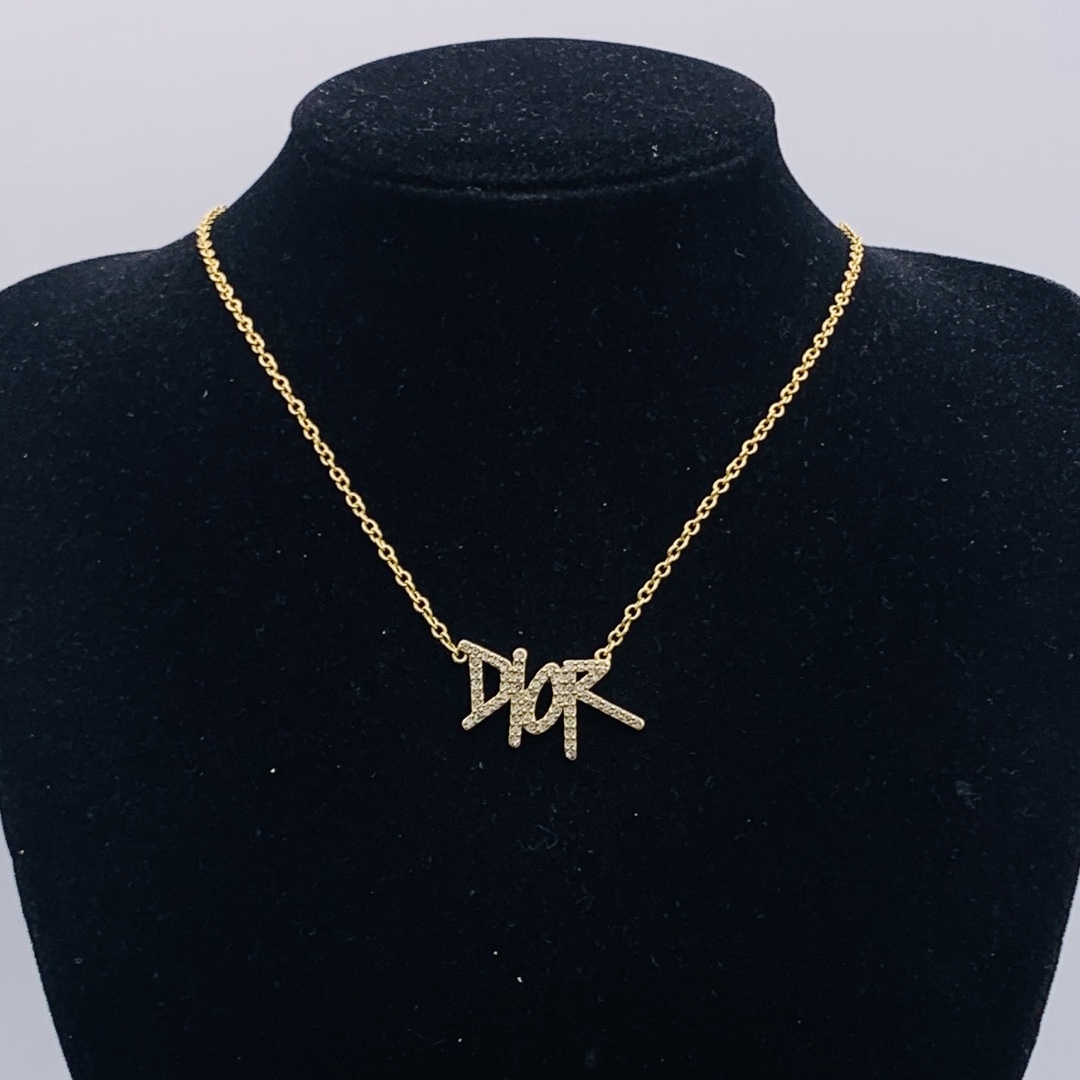 Dior Rose Gold Logo-Accented Necklace 350