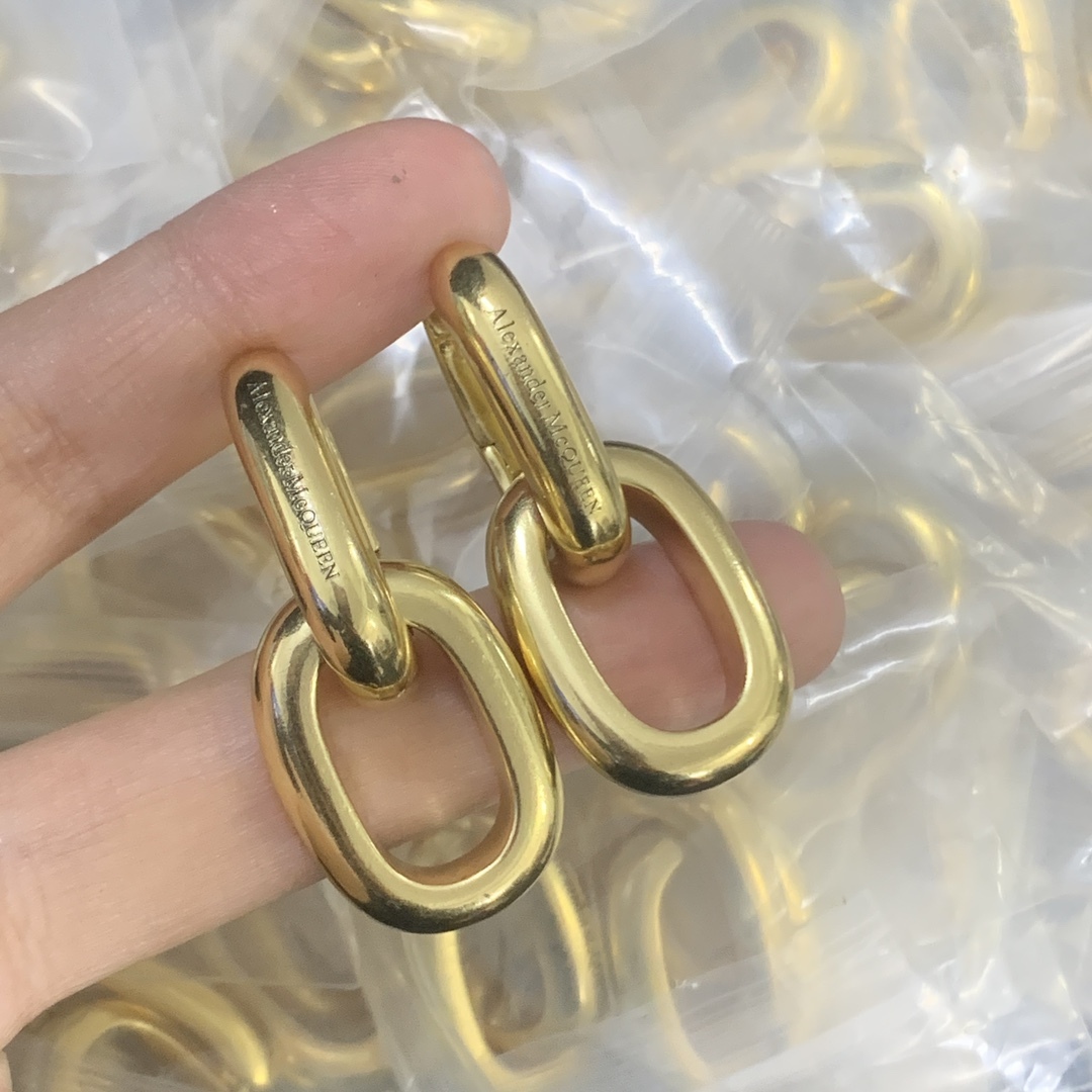 Alexander McQueen Rose Gold Logo-Accented Earrings 005