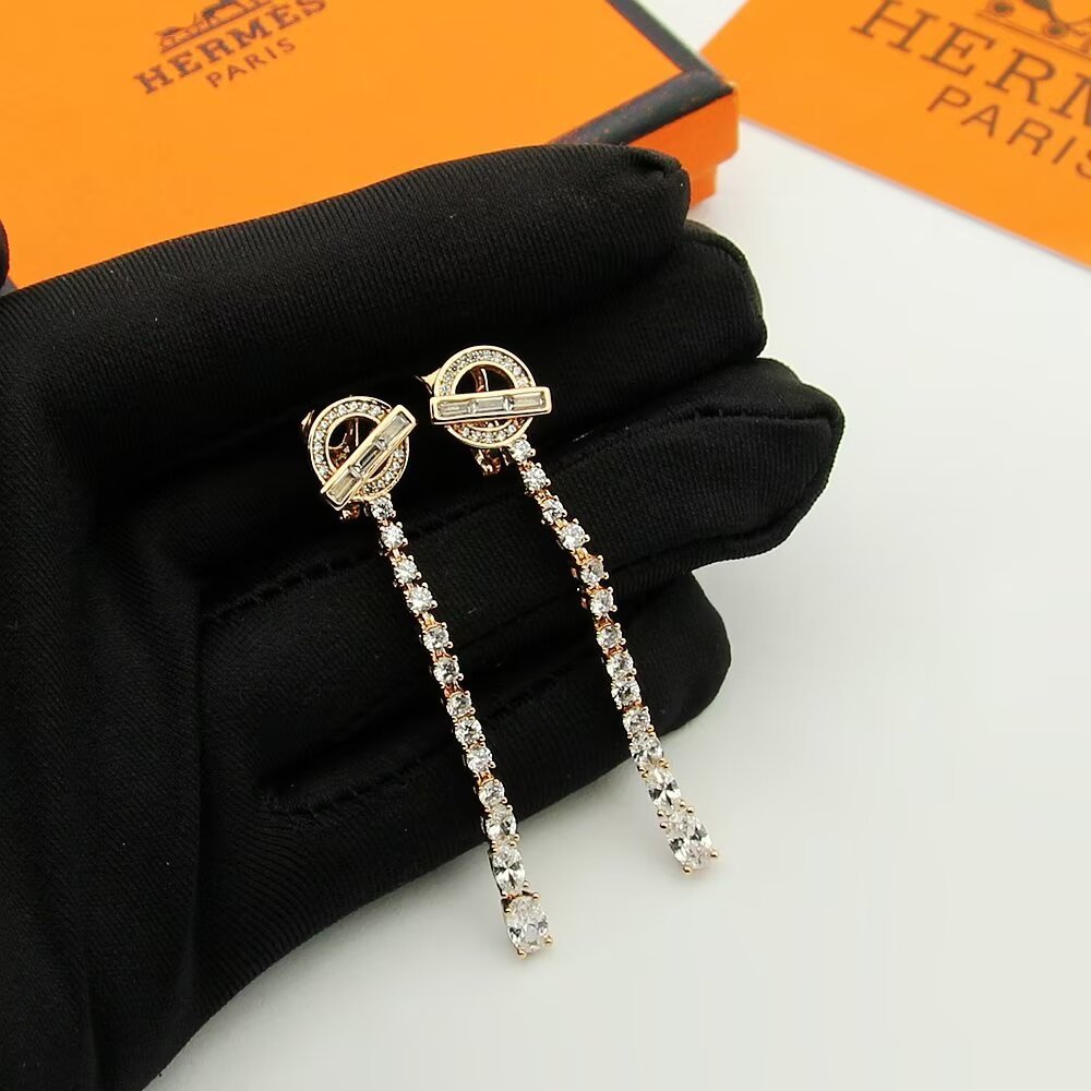 Hermes h Gold Logo-Accented Earrings 078