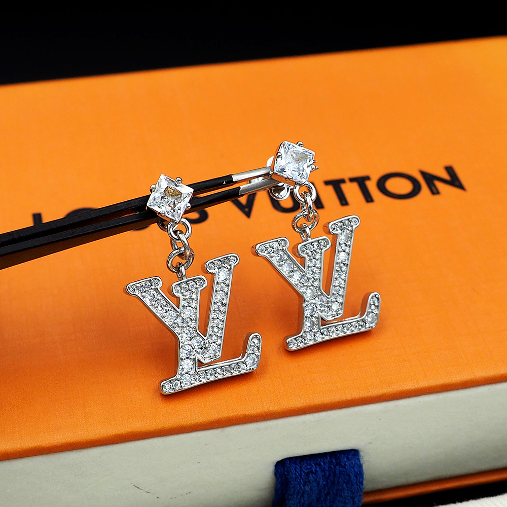 LV Gold Logo-Accented Earrings 216
