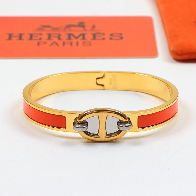 Hermes h Silver Logo-Accented Bracelet 003