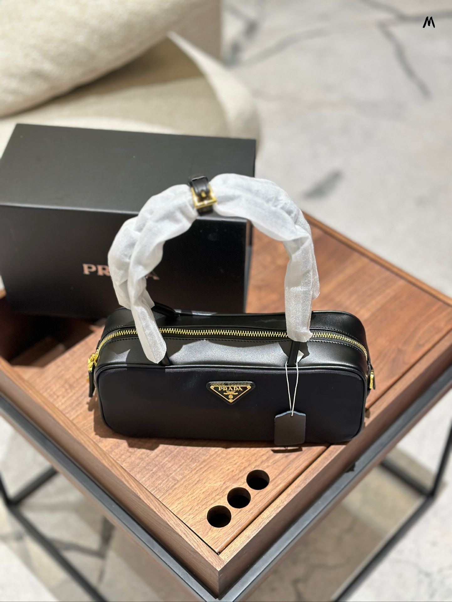 Prada Gold Logo-Accented Bag 024