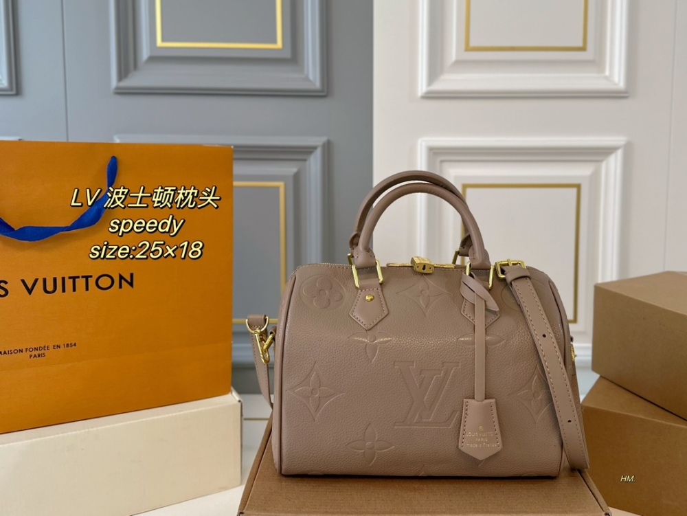 LV Bag Speedy leather Gold Logo-Accented Bag 25cm