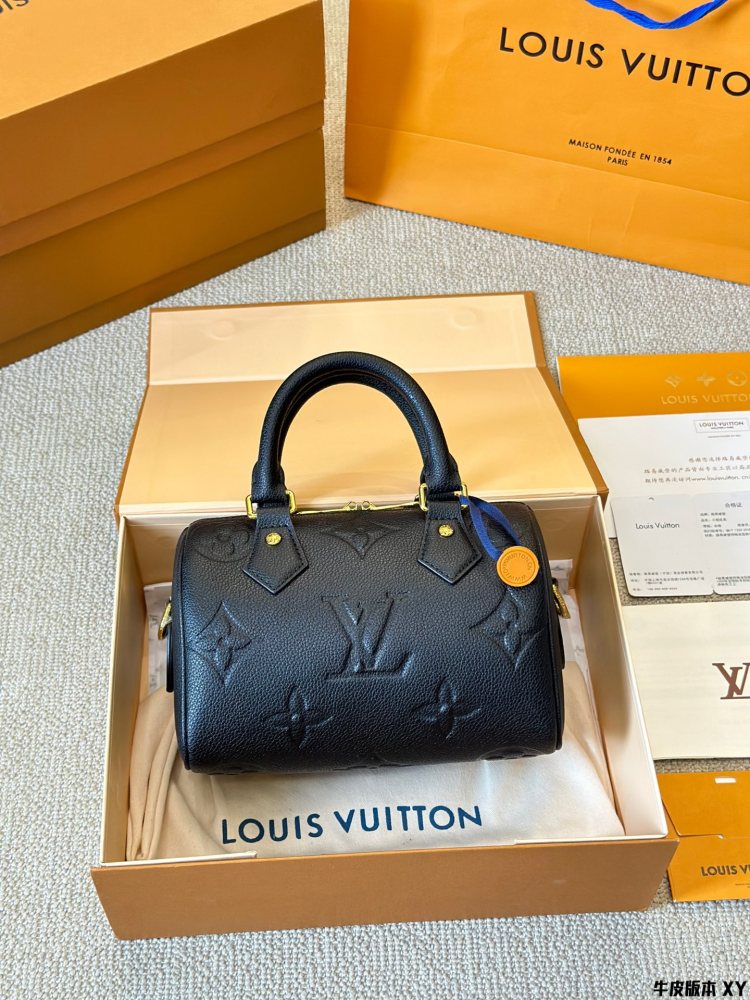 LV Bag Speedy leather Silver Logo-Accented Bag 20cm