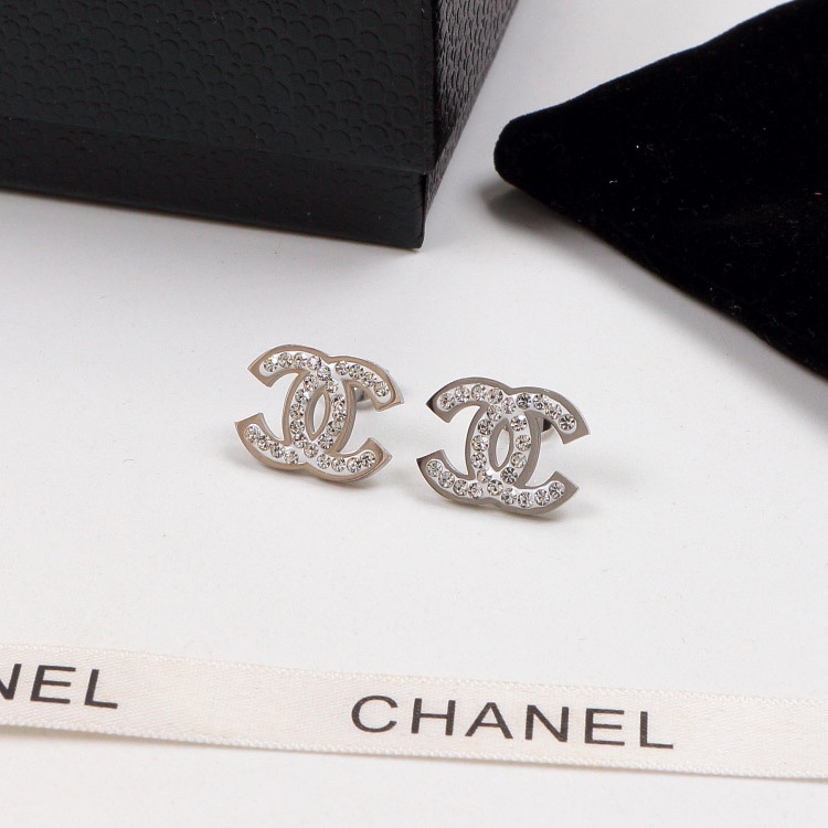 Chanel Rose Gold Logo-Accented Earrings 009