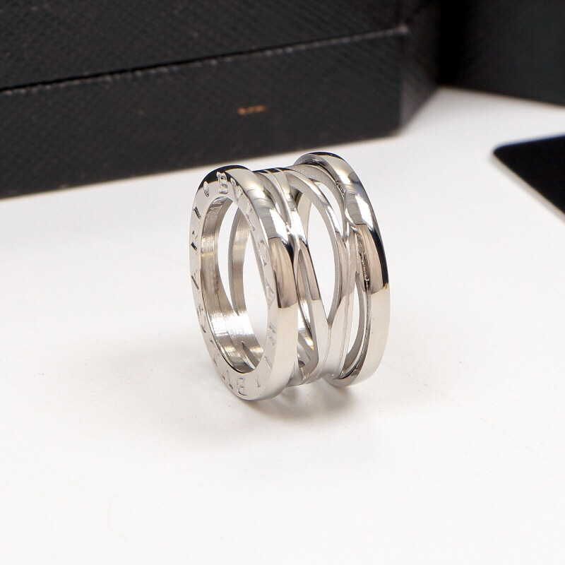 BVLGARI Silver Logo-Accented Ring 006