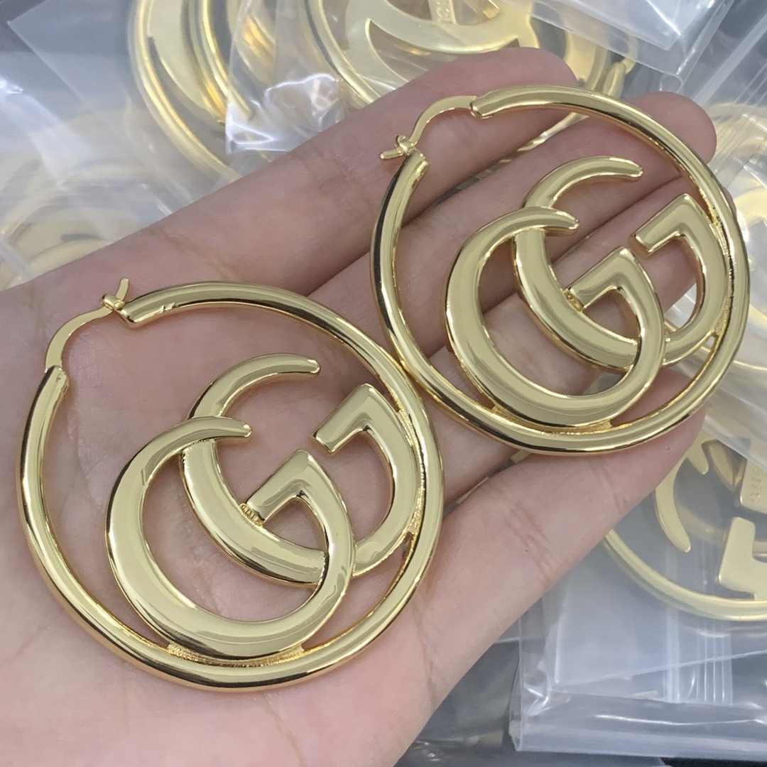 Gucci Rose Gold Logo-Accented Earrings 463