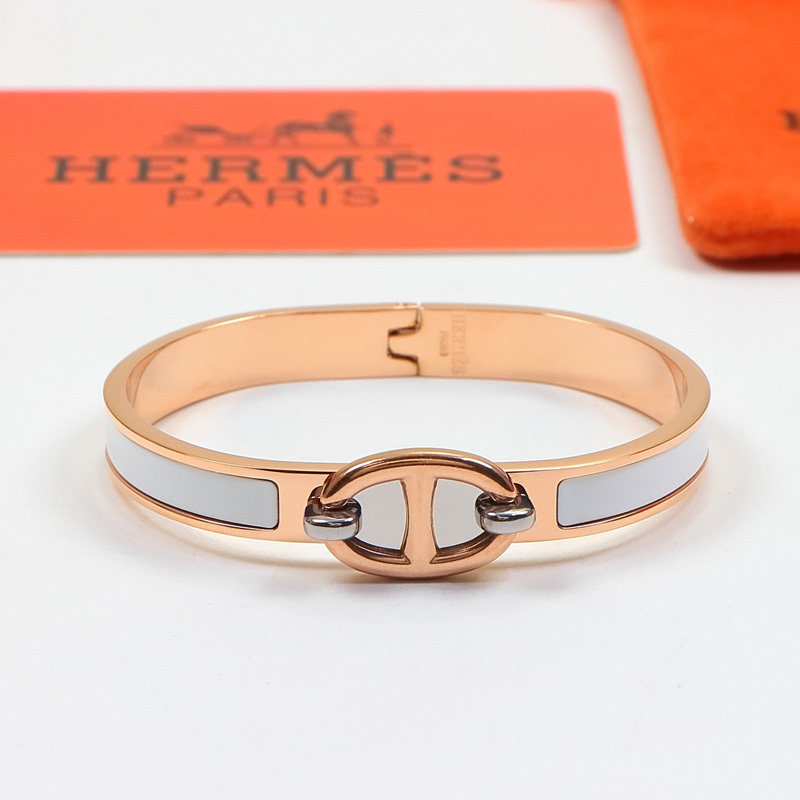 Hermes h Silver Logo-Accented Bracelet 003