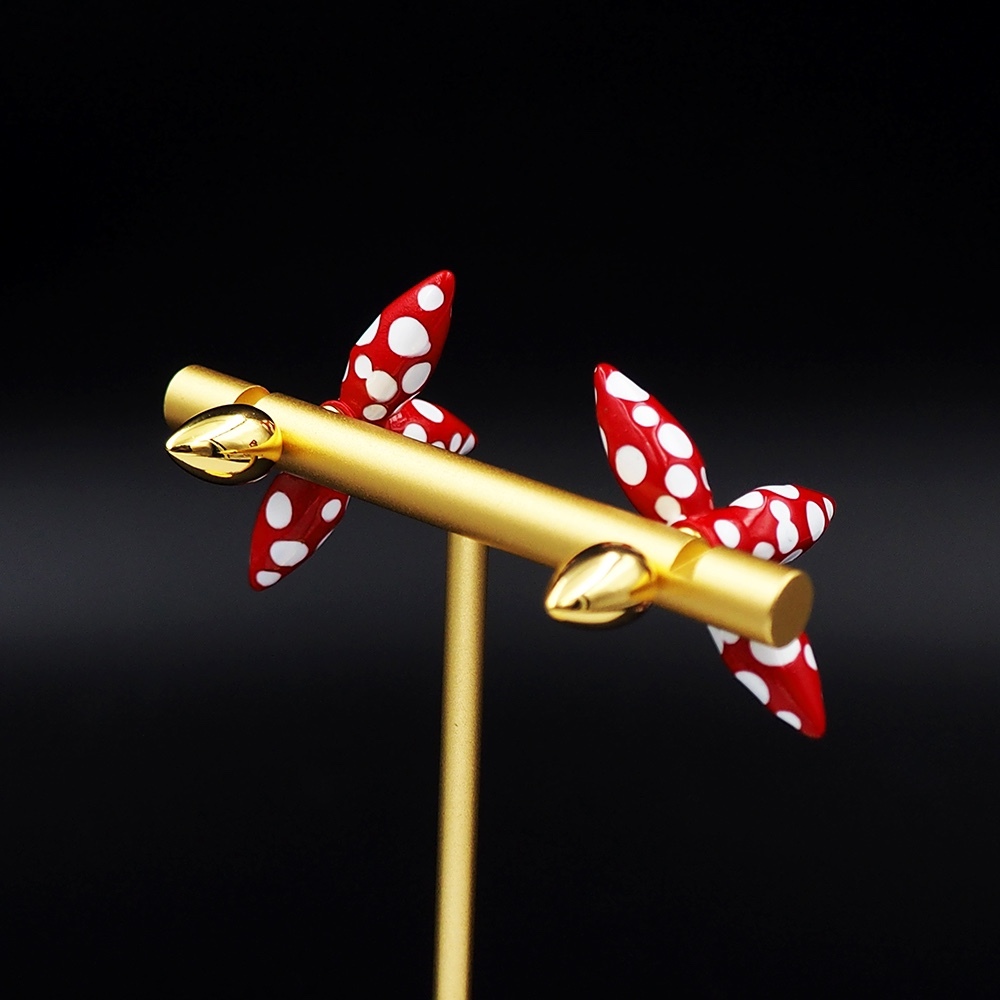 LV Red Logo-Accented Earrings 229