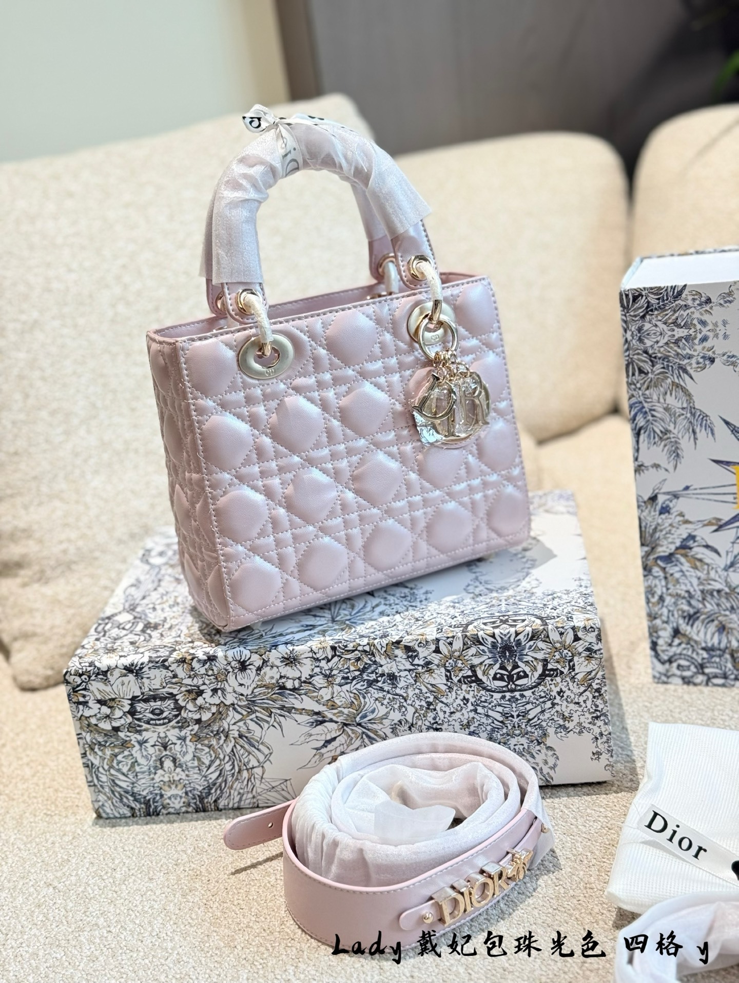 Dior lady Pink Quilted Bag 715