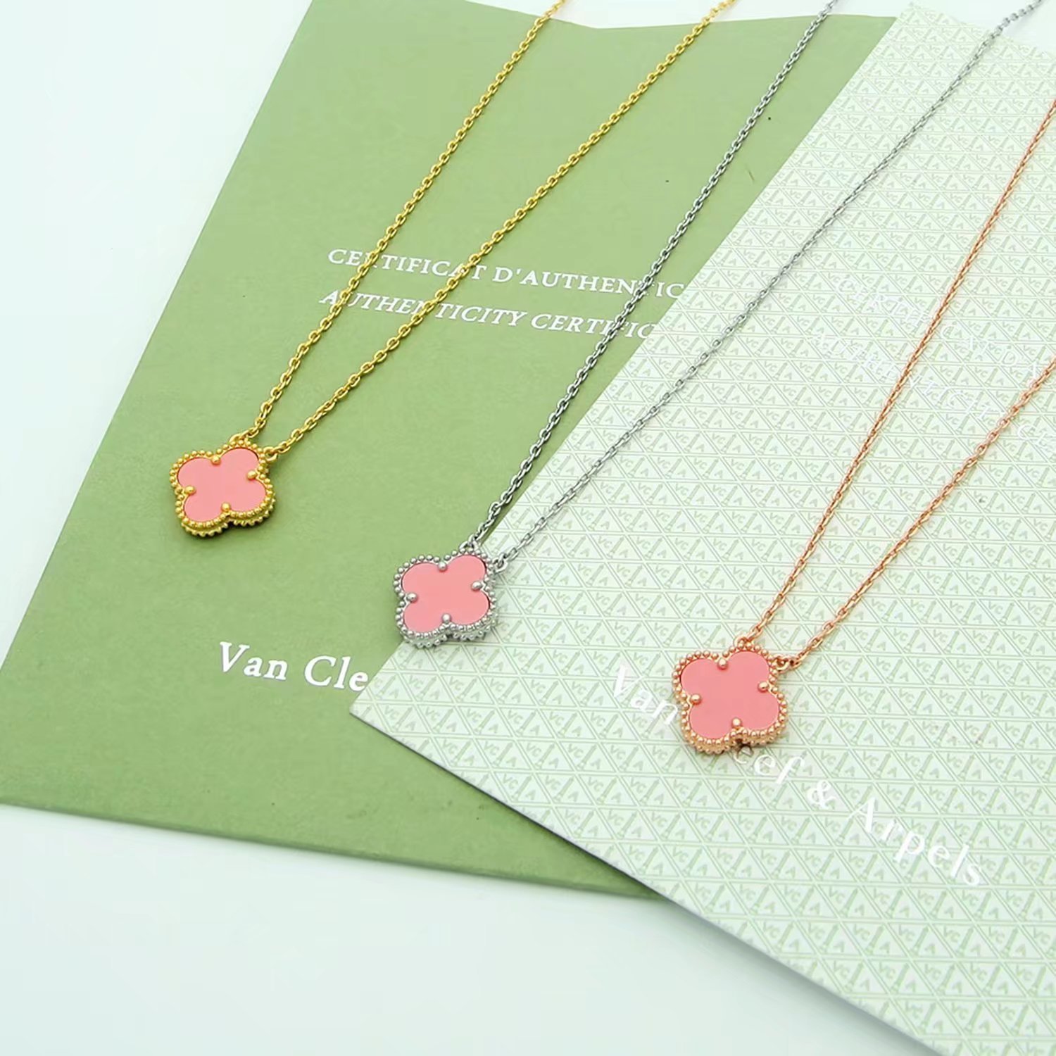 Van Cleef Rose Gold Logo-Accented Necklace 066
