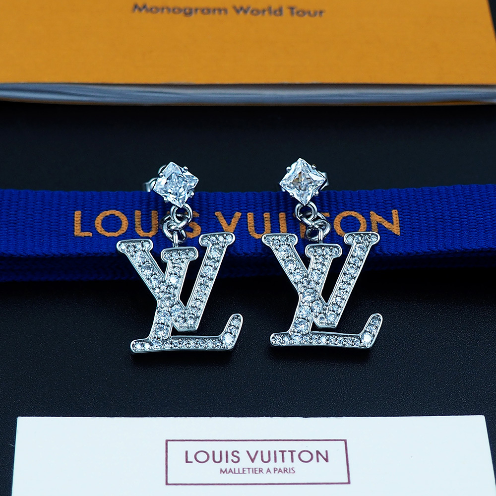 LV Gold Logo-Accented Earrings 216