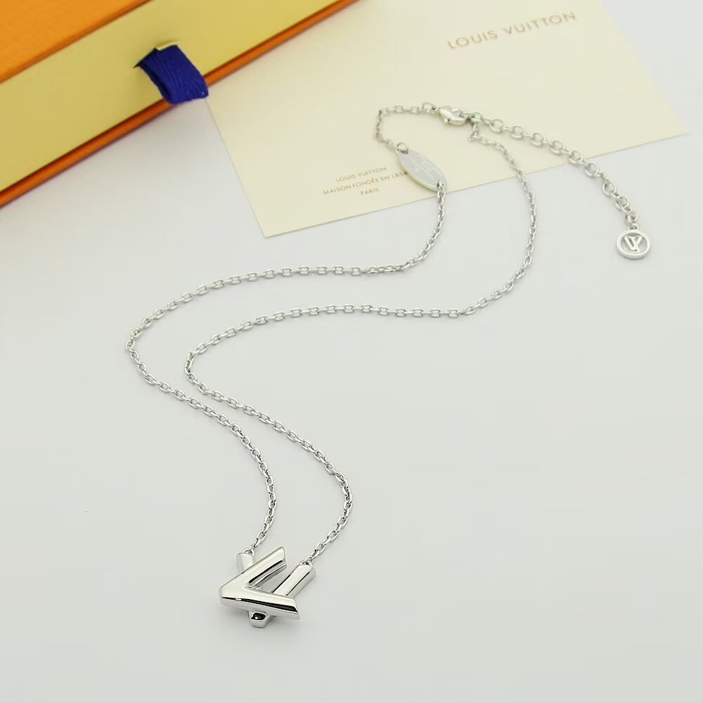 LV Silver Geometric Necklace 087