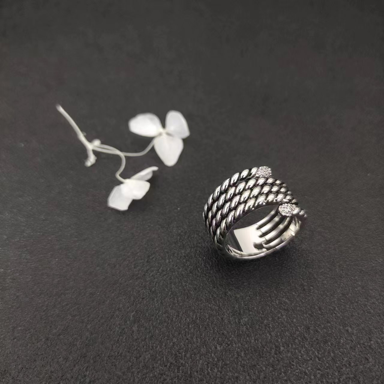 David Yurman Silver Logo-Accented Ring 256
