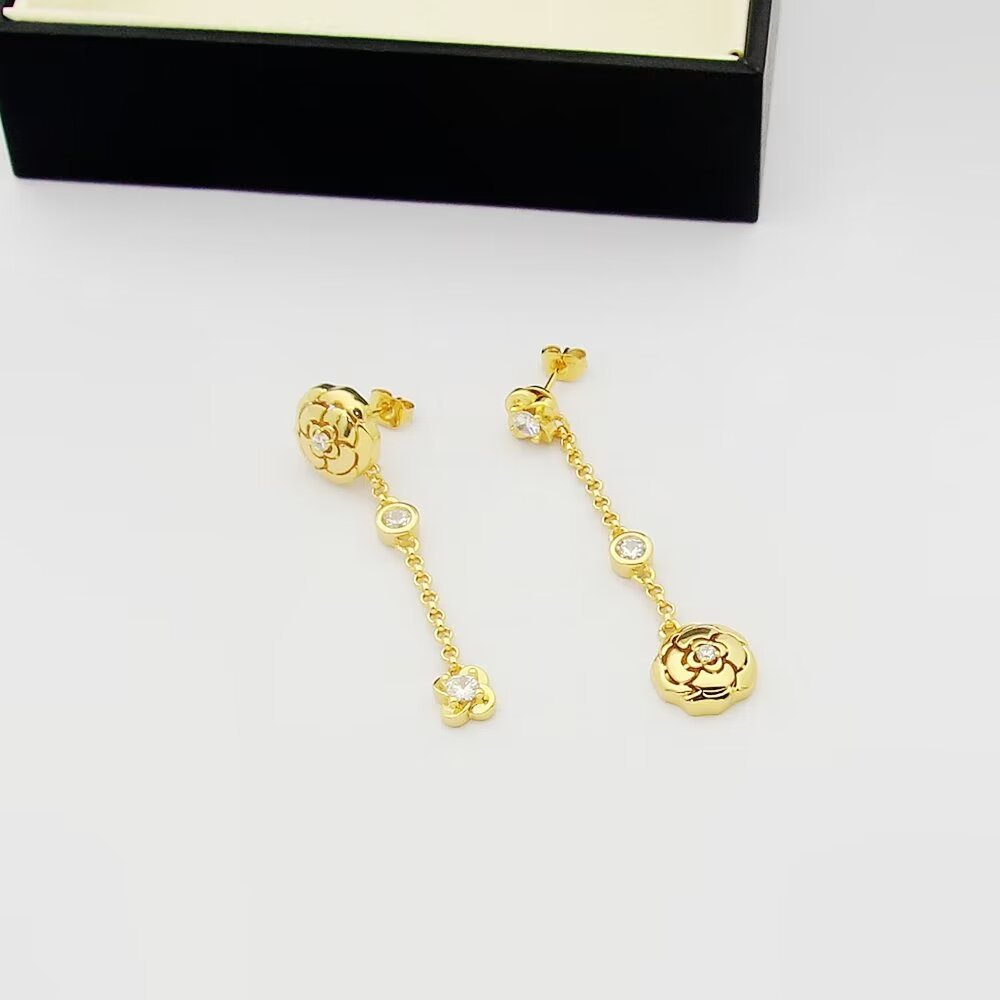 Chanel Rose Gold Logo-Accented Earrings 038