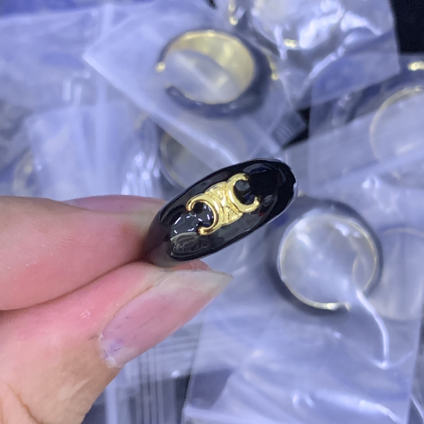 Celine Gold Textured Ring 047