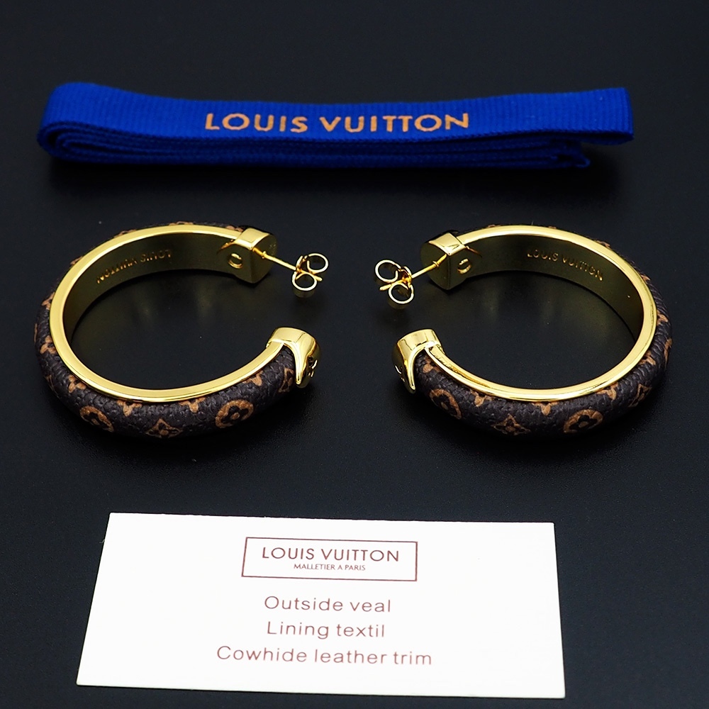 LV Gold Logo-Accented Earrings 325