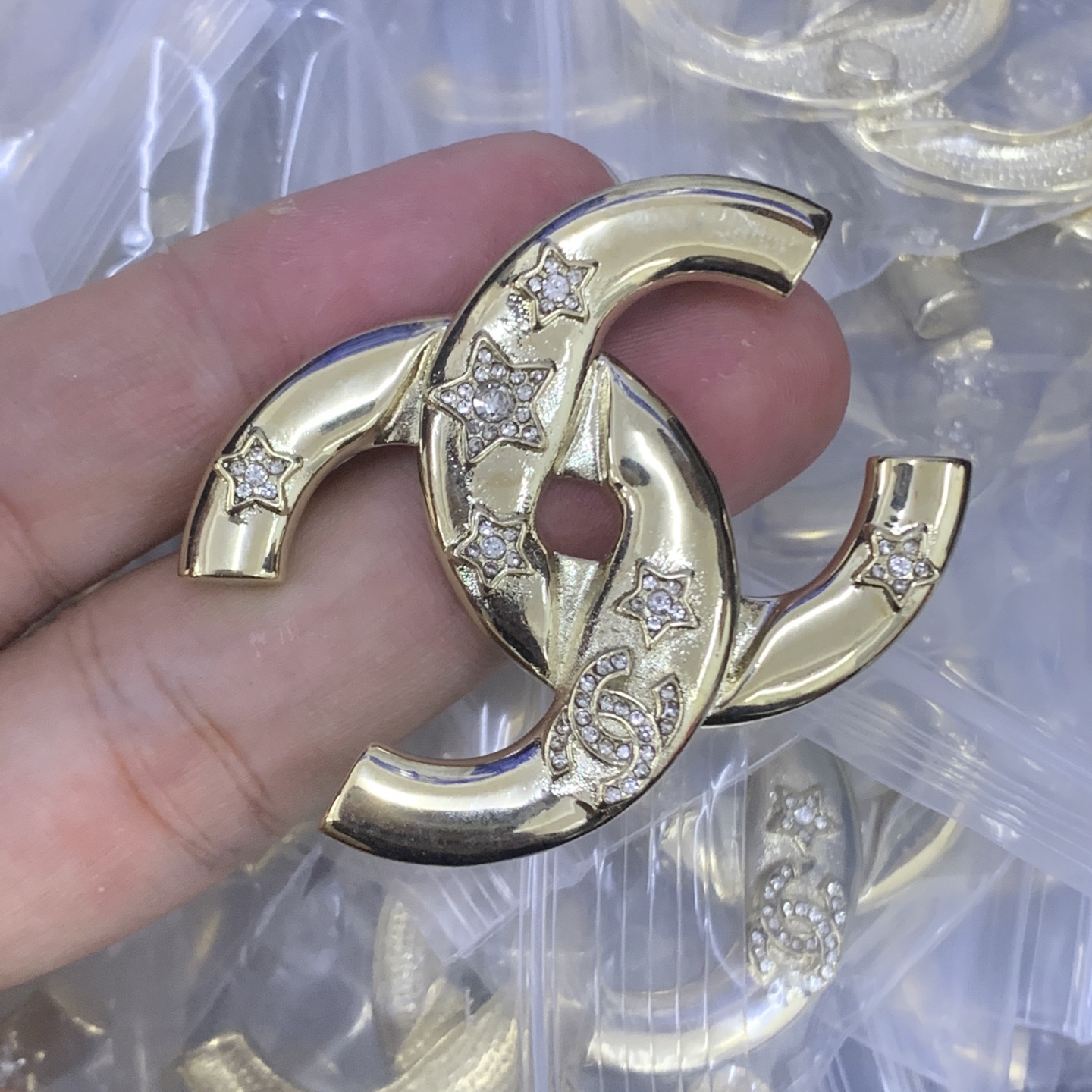 Chanel Silver Logo-Accented Brooch 1091