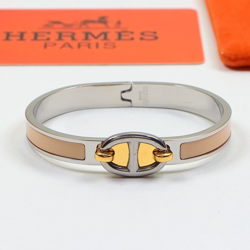 Hermes h Silver Logo-Accented Bracelet 003