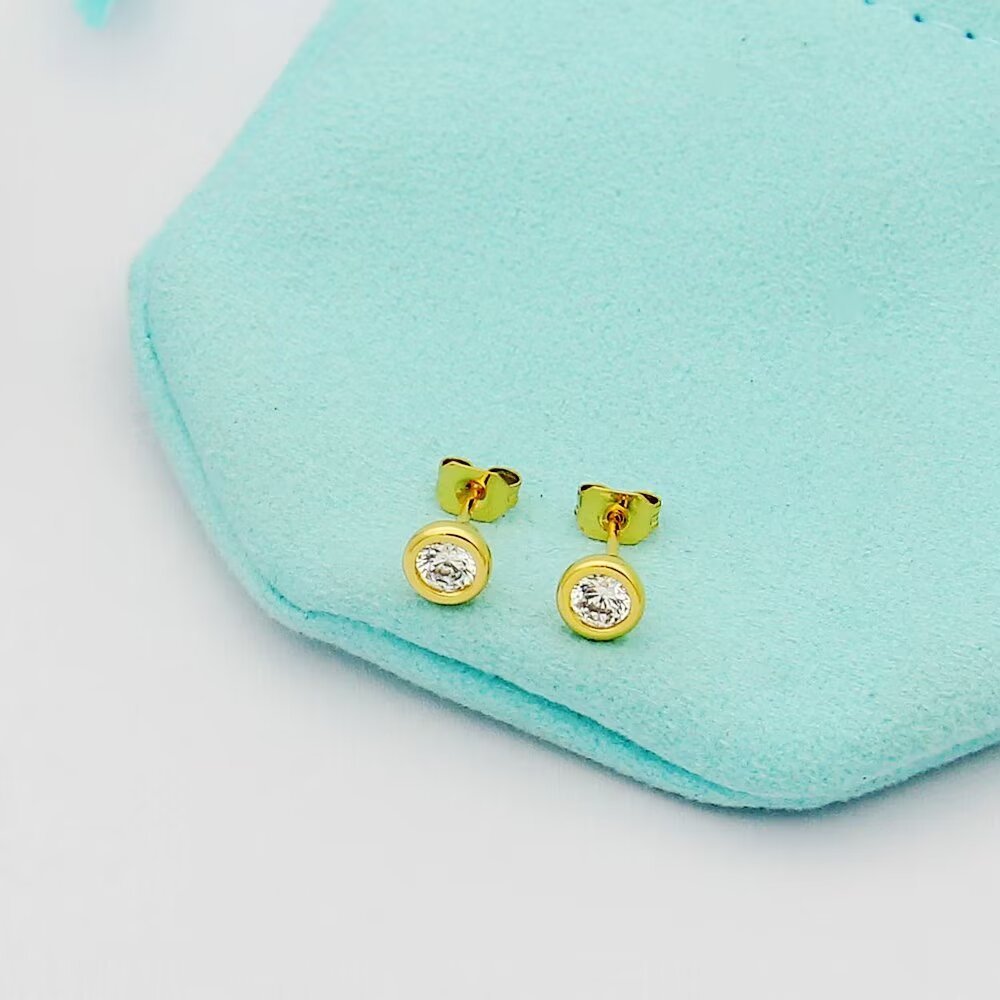 Tiffany Gold Logo-Accented Earrings 018
