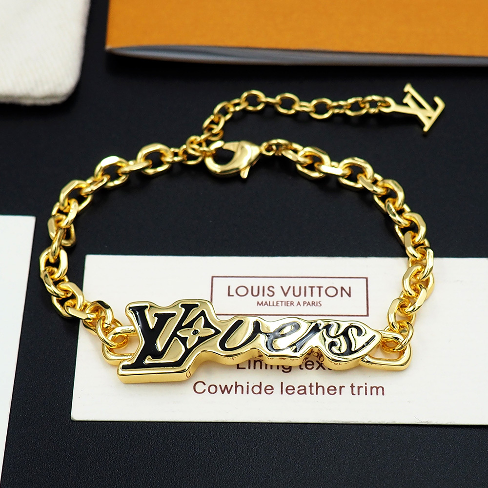 LV Gold Logo-Accented Bracelet 164