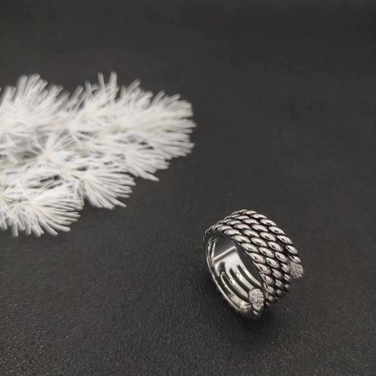 David Yurman Silver Logo-Accented Ring 256