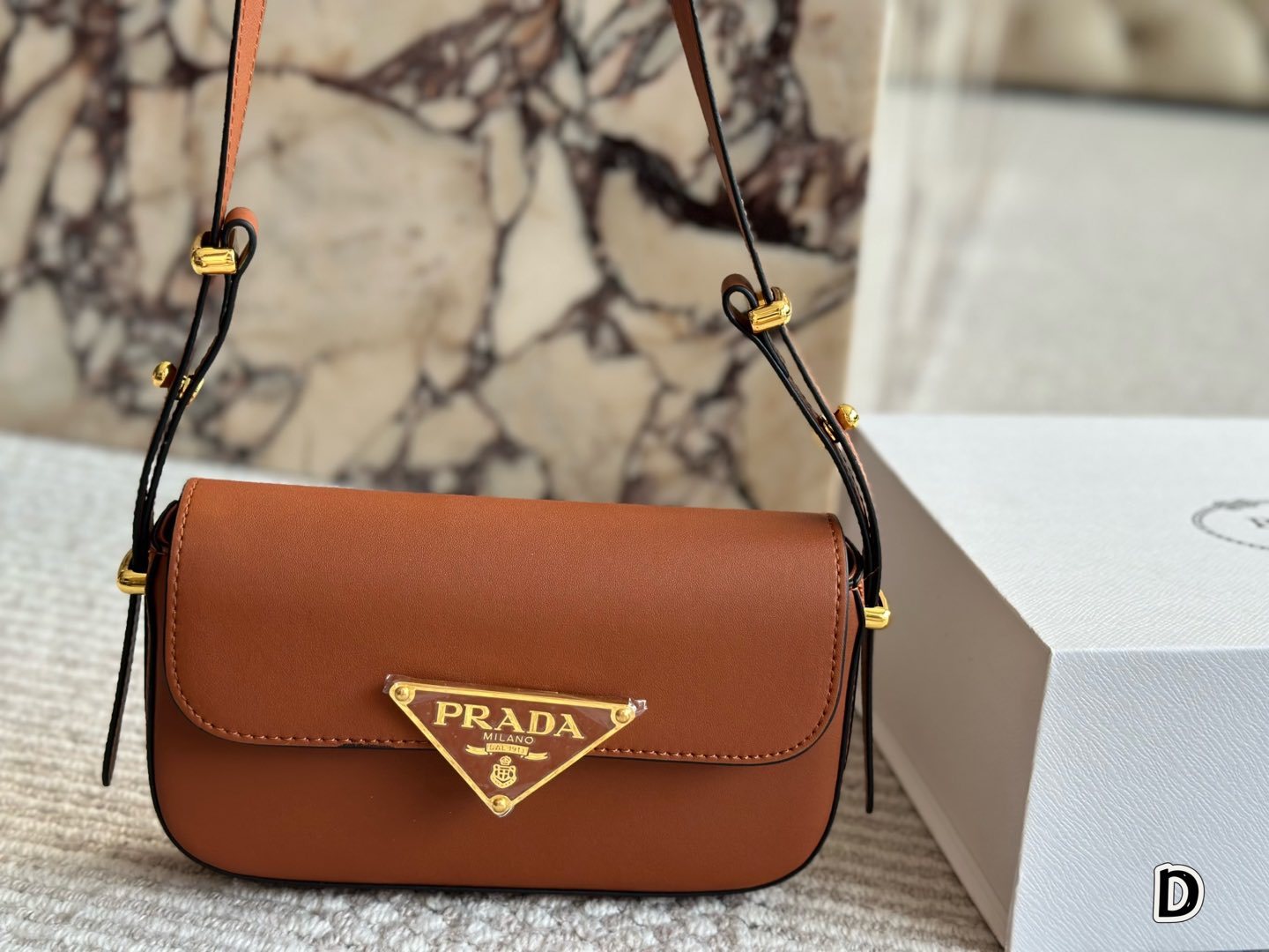 Prada Gold Logo-Accented Bag 083