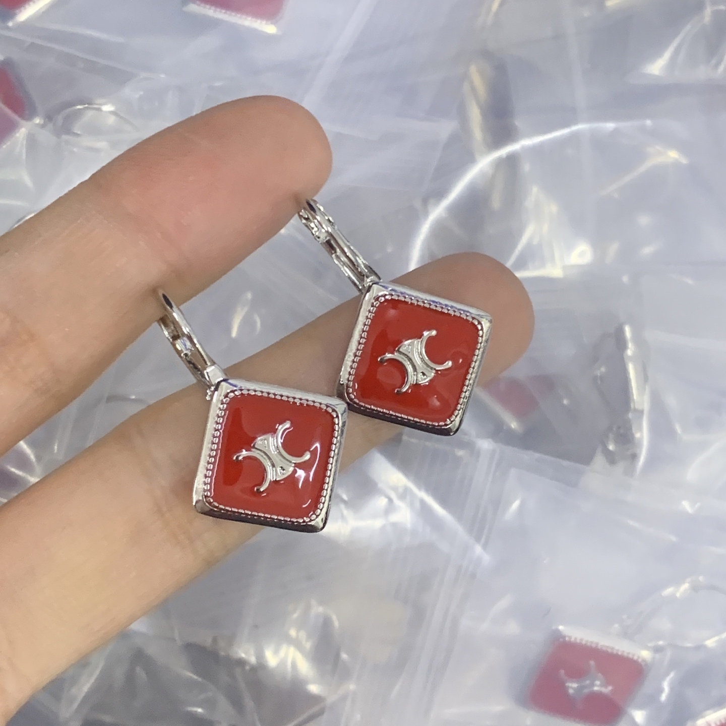 Celine Silver Logo-Accented Earrings 129