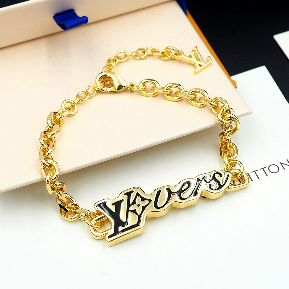 LV Gold Logo-Accented Bracelet 164