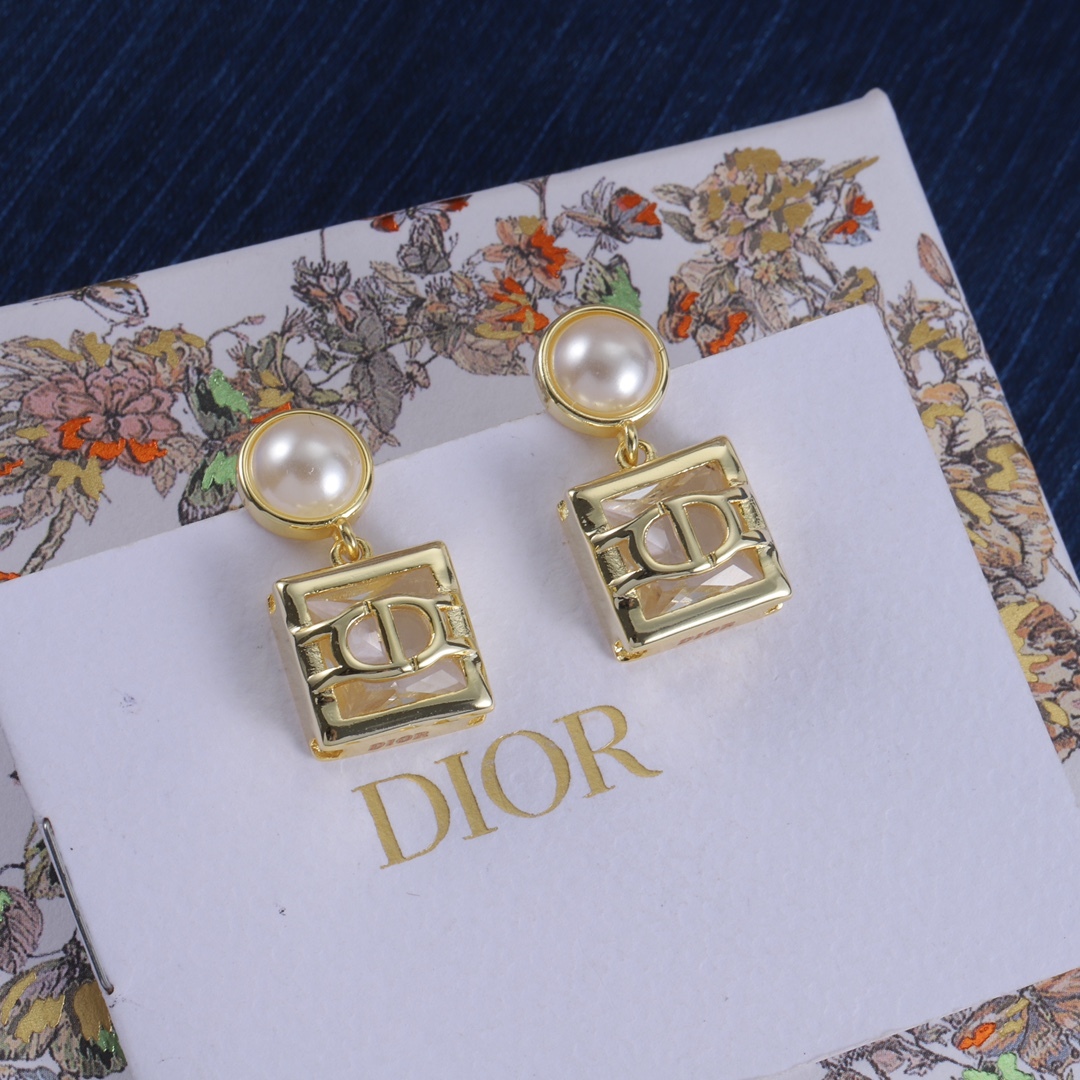 Dior Silver Logo-Accented Earrings 038