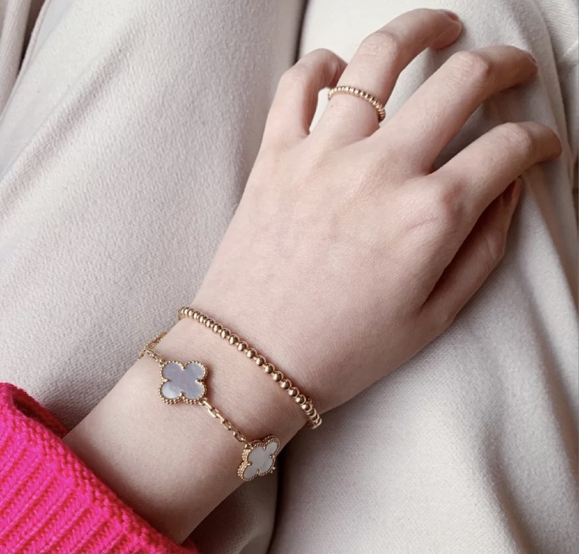 Van Cleef Rose Gold Logo-Accented Bracelet 025