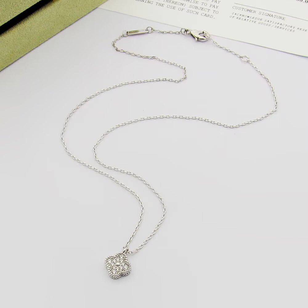 Van Cleef Rose Gold Logo-Accented Necklace 008