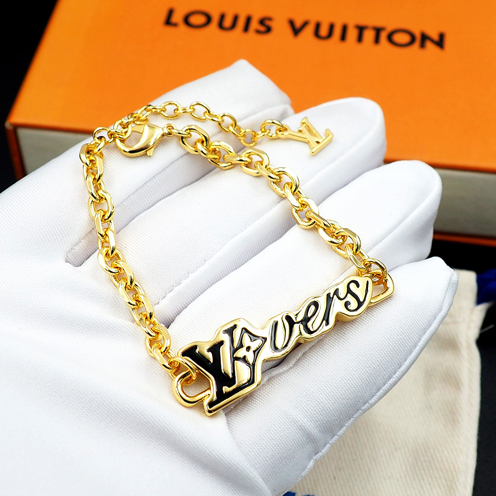 LV Gold Logo-Accented Bracelet 164
