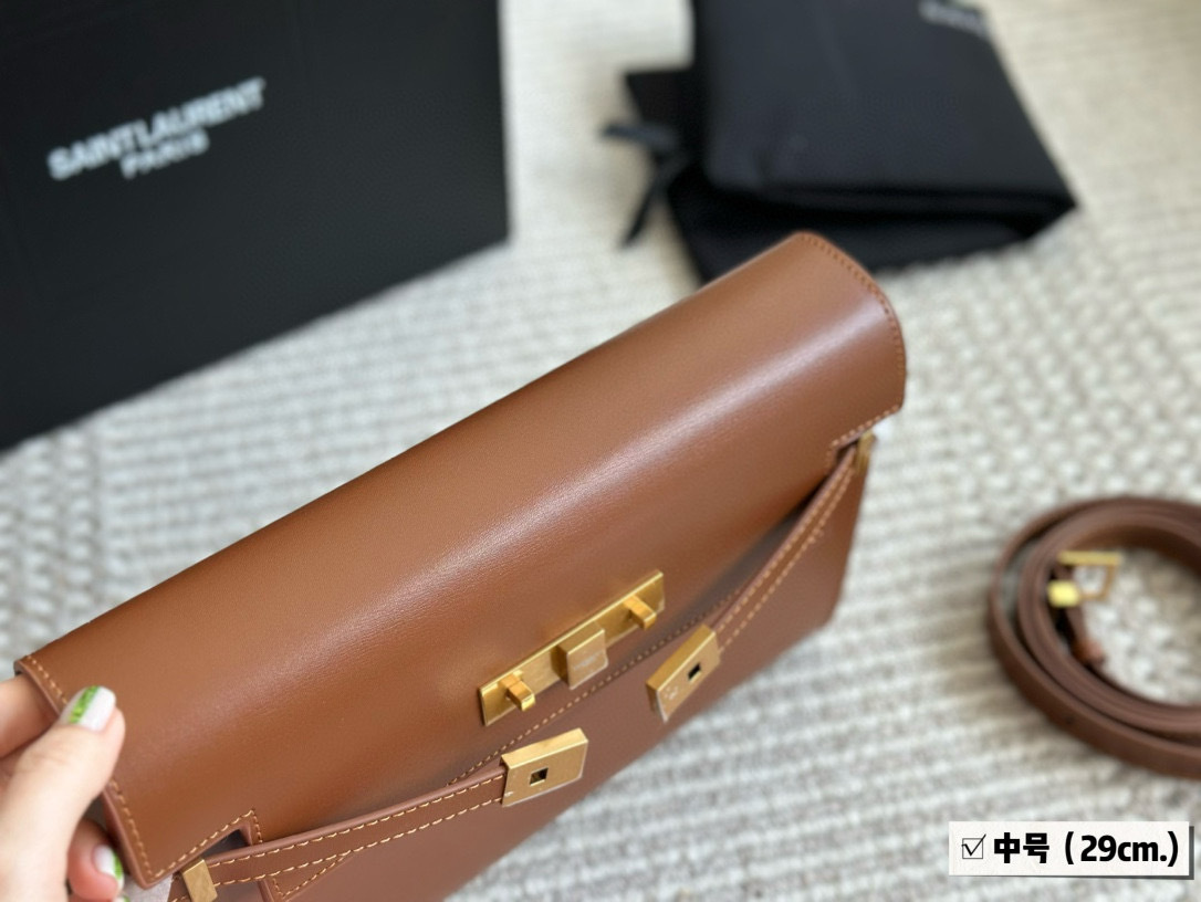 YSL Brown Logo-Accented Bag 144