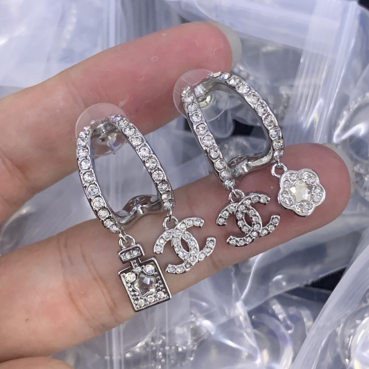 Chanel Silver Logo-Accented Earrings 530