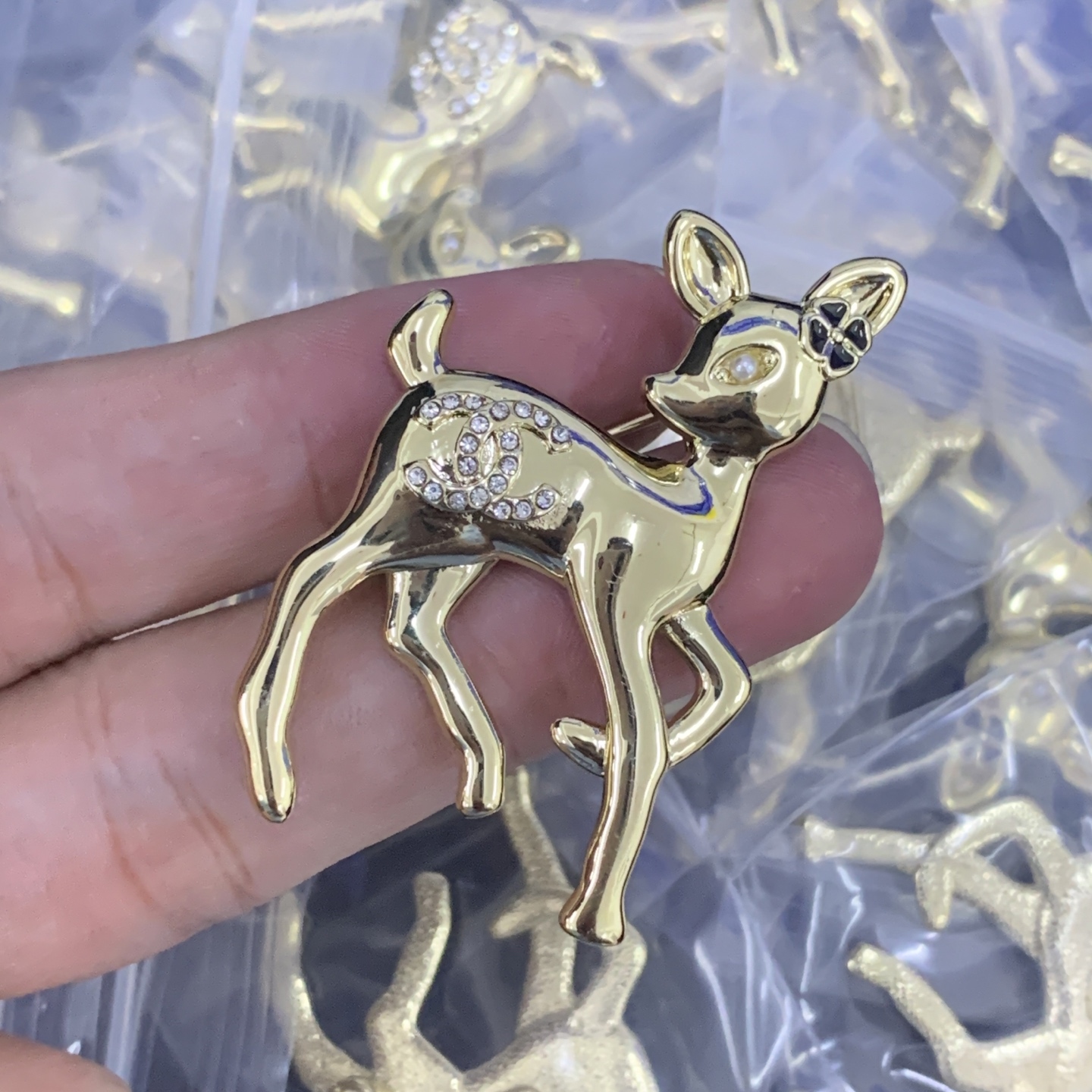 Chanel Gold Logo-Accented Brooch 1087