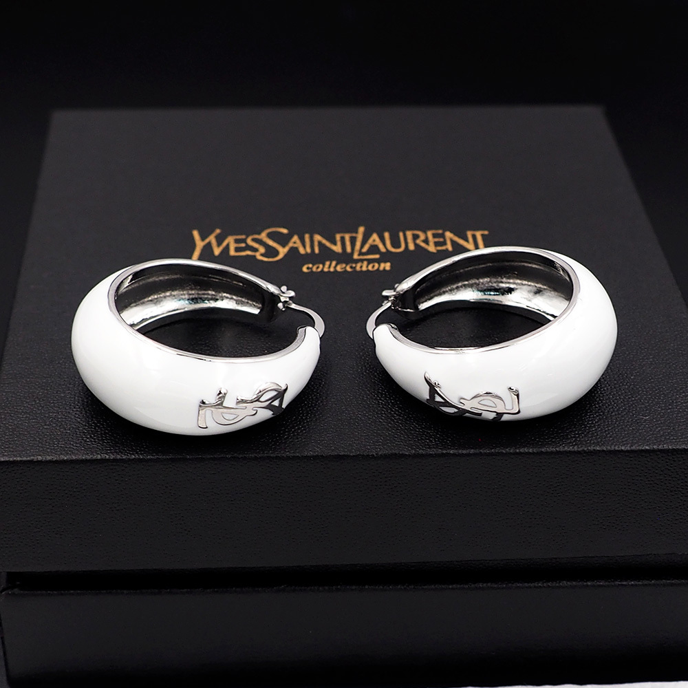 YSL Silver Logo-Accented Earrings 001