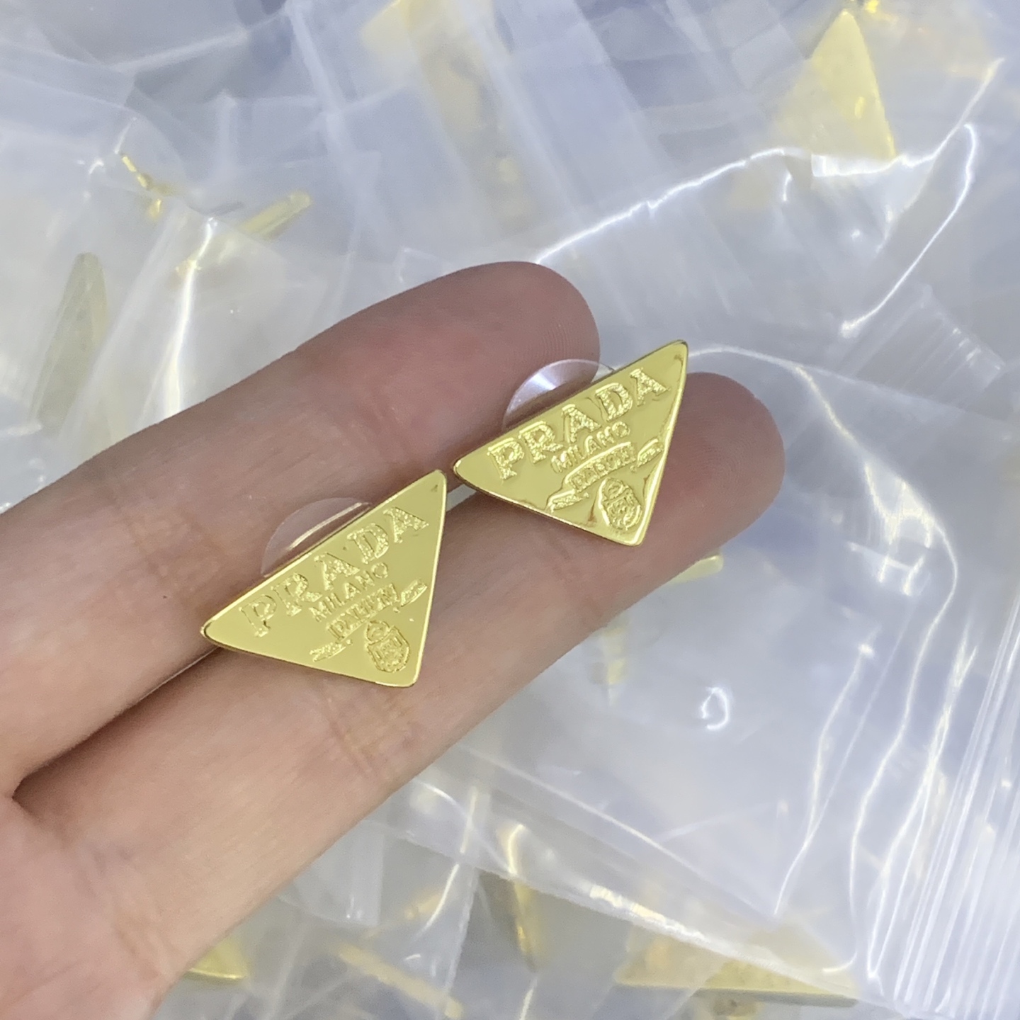 Prada Gold Geometric Earrings 120