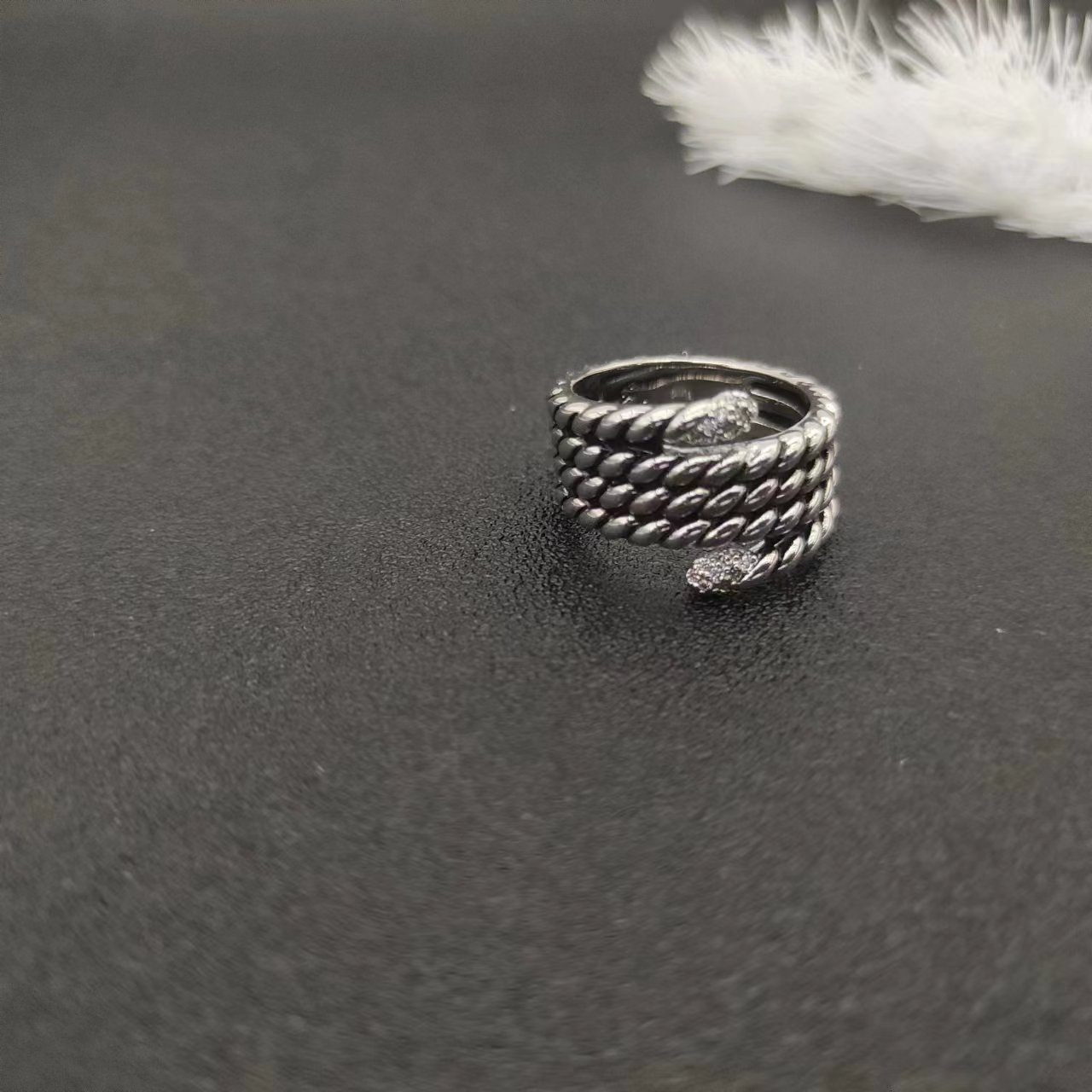 David Yurman Silver Logo-Accented Ring 256
